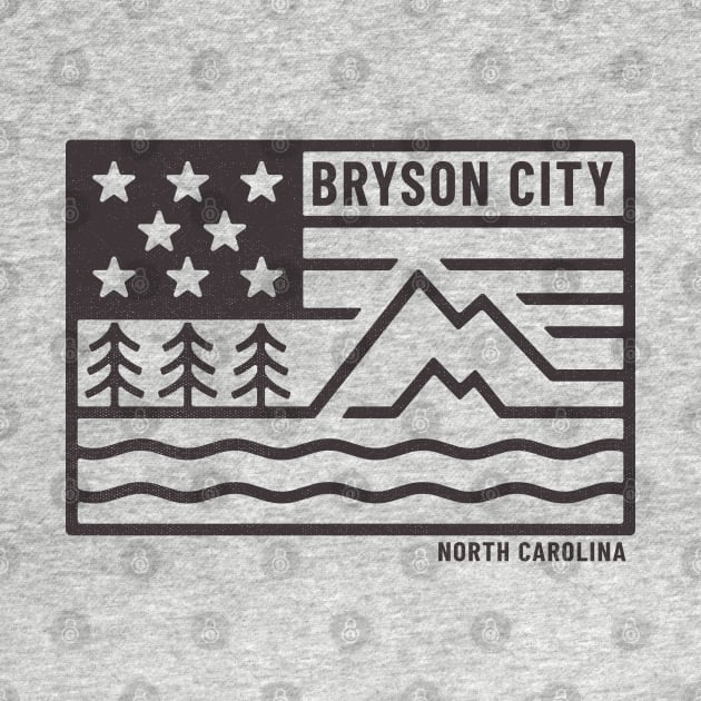 Visiting NC Mountain Cities Bryson, NC Flag by Contentarama